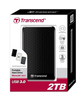 Зовнішній жорсткий диск Transcend TS2TSJ25A3K StoreJet 2.5 USB 3.0 2TB серія A чорний
