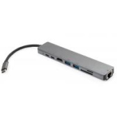 Перехідник Vinga 2xUSB 3.0, USB Type C, Card reader, LAN 10/100/1000 Мбит/сек, 2 x USB Type-C PD