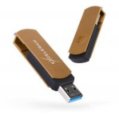 Диск USB Flash Exceleram 32 Gb, USB 3.1, пластик/метал, коричневий, вушко для кріплення до брелка