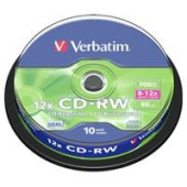 Диск оптичний Verbatim CD-RW 700Mb 8-10x Cake 10 шт. Silver