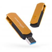 Диск USB Flash Exceleram 16 Gb, USB 3.1, пластик/метал, Gold, чорний, вушко для кріплення до брелка,