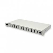 Патч-панель оптична <> UA-FOP12SCD-G 24 порти під 12 адаптерів SC Duplex/LC Quad, пуста,1U, каб.вводи для 2xPG11, сіра, Україна