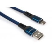 Кабель Vinga (VCPDCMFNB1B) USB 2.0 AM to Micro 5P 1m flat nylon blue