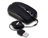 Миша Flyper FM-2076 USB, Black, оптична, дротова, 2кн. + scroll, 10000 dpi, retractable cable, для ноутбука